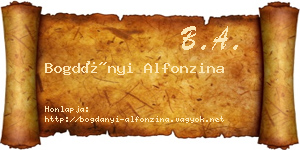 Bogdányi Alfonzina névjegykártya